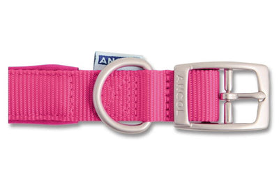 Ancol Viva Nylon Padded Buckle Collar Pink 19mm X35-43cm Sz 4